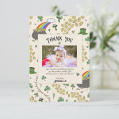 Cream Irish Rainbow Clovers & Hearts Verjaardag Bedankkaart (Staand voorkant)