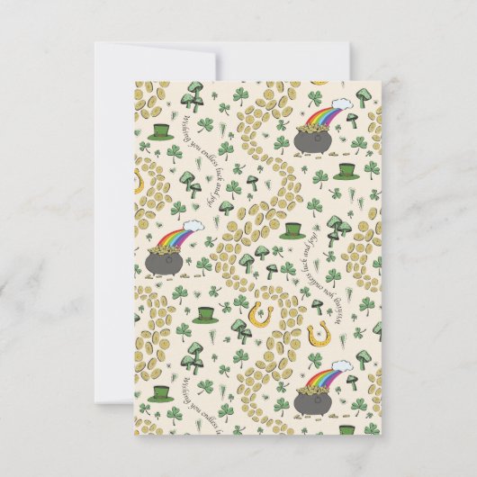 Cream Irish Rainbow Clovers & Hearts Verjaardag Bedankkaart (Achterkant)