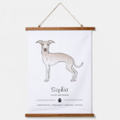 Cream Italiaans grijnshond met een paw en aangepas Hangend Wandkleed (Voorkant)