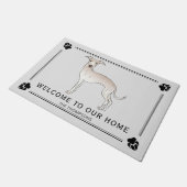 Cream Italiaans grijnshond met poten en aangepaste Deurmat (Schuin)