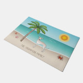 Cream Italiaanse Greyhound bij tropische zomerstra Deurmat (Schuin)