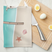 Cream Italiaanse Greyhound bij tropische zomerstra Theedoek (Quarter Fold)