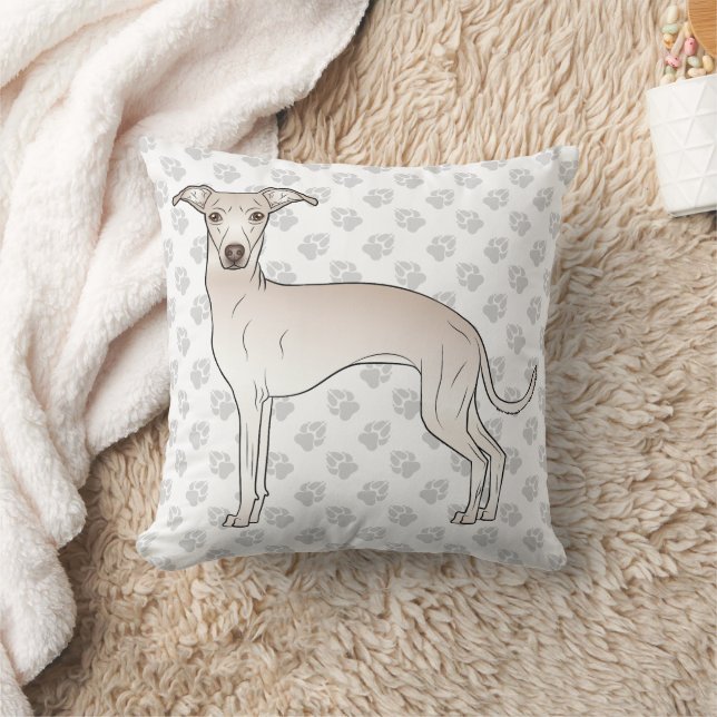 Cream Italiaanse Greyhound Cute Cartoon Dog met po Kussen (Deken)