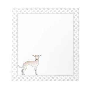 Cream Italiaanse Greyhound Cute Cartoon Dog met po Notitieblok