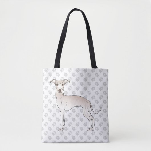 Cream Italiaanse Greyhound Cute Cartoon Dog met po Tote Bag (Voorkant)