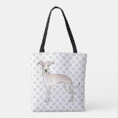 Cream Italiaanse Greyhound Cute Cartoon Dog met po Tote Bag (Achterkant)