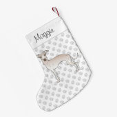 Cream Italiaanse Greyhound Dog met aangepaste naam Kleine Kerstsok (Achterkant (Hangend))