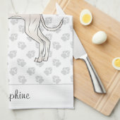 Cream Italiaanse Greyhound met aangepaste naam Theedoek (Quarter Fold)