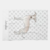 Cream Italiaanse Greyhound met aangepaste naam Theedoek (Horizontaal)