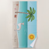 Cream Italy Greyhound bij Tropical Summer Beach - Strandlaken (Voorkant)