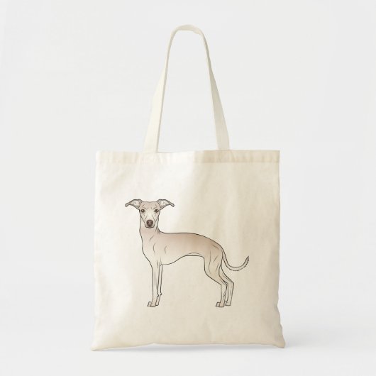 Cream Italy Greyhound Cartoon Dog Illustratie Tote Bag (Voorkant)