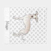 Cream Italy Greyhound Cartoon Dog met naam Fleece Deken (Voorkant (Horizontaal))