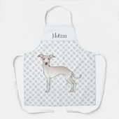 Cream Italy Greyhound Cartoon Dog met naam Schort (Voorkant)