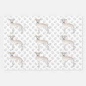 Cream Italy Greyhound Cartoon Dogs with Paws Inpakpapier Vel (Voorkant 2)