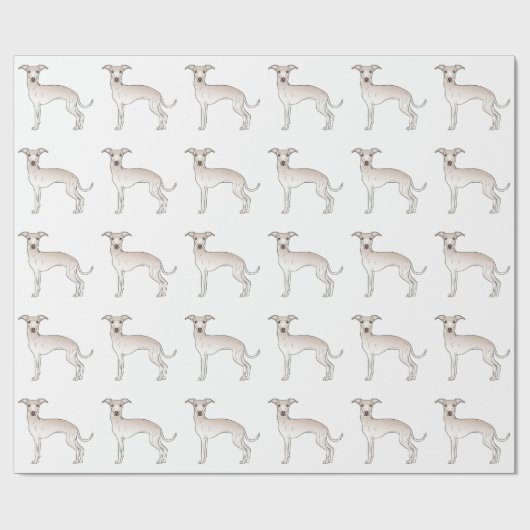 Cream Italy Greyhound Cute Cartoon Dog Patroon Cadeaupapier (Vlak)