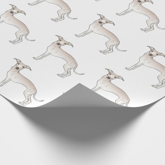 Cream Italy Greyhound Cute Cartoon Dog Patroon Cadeaupapier (Hoek)