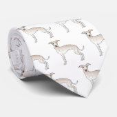 Cream Italy Greyhound Cute Cartoon Dog Patroon Stropdas (Opgerold)