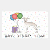 Cream Italy Greyhound Cute Dog - Happy Birthday Rechthoekige Sticker (Voorkant)