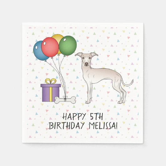 Cream Italy Greyhound Cute Dog - Happy Birthday Servet (Voorkant)