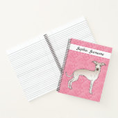 Cream Italy Greyhound Cute Dog on Pink Hearts Notitieboek (Binnen)