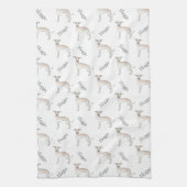Cream Italy Greyhound Cute Dog Pattern met naam Theedoek (Verticaal)