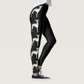 Cream Italy Greyhound Cute-tekenfilms op zwart Leggings (Rechts)