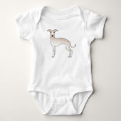 Cream Italy Greyhound Dog Cute Cartoon Dog Romper (Voorkant)