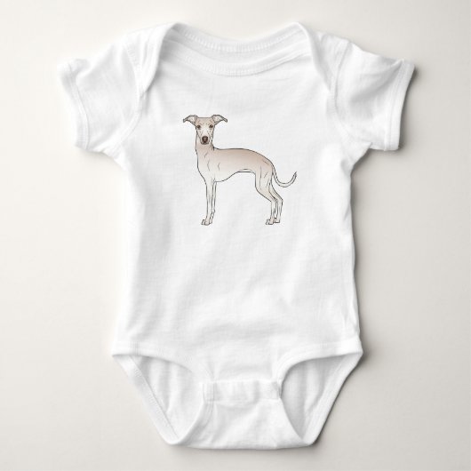 Cream Italy Greyhound Dog Cute Cartoon Dog Romper (Voorkant)