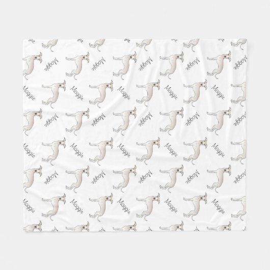 Cream Italy Greyhound Dog Pattern and Pet's Name Fleece Deken (Voorkant (Horizontaal))