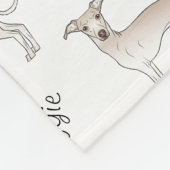 Cream Italy Greyhound Dog Pattern and Pet's Name Fleece Deken (Hoek)