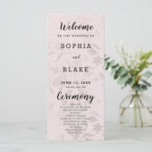 Cream Ivoor en Bloemen Metallic Wedding Program (Staand voorkant)