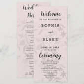 Cream Ivoor en Bloemen Metallic Wedding Program (Voorkant / Achterkant)