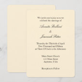 Cream Ivory Black Plain Eenvoudige Huwelijksuitnod Kaart (Voorkant / Achterkant)