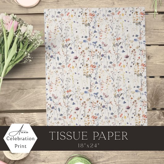Cream Ivory Boho Watercolor Wildflower Tissuepapier