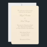 Cream Ivory Brown Plain Simple Wedding Invitation Kaart<br><div class="desc">Producten die u kunt aanpassen met uw afbeeldingen of tekst.</div>