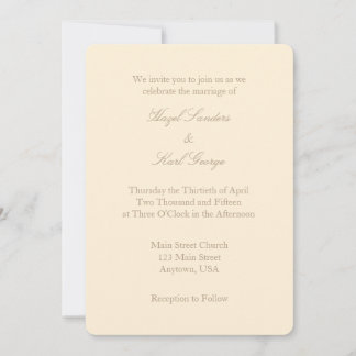 Cream Ivory Brown Plain Simple Wedding Invitation Kaart