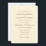 Cream Ivory Brown Plain Simple Wedding Invitation Kaart<br><div class="desc">Producten die u kunt aanpassen met uw afbeeldingen of tekst.</div>