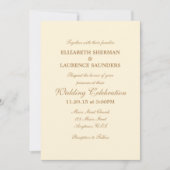 Cream Ivory Brown Plain Simple Wedding Invitation Kaart (Voorkant)
