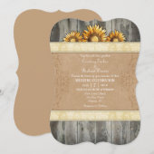 Cream Ivory Brown Rustic Sunflower Wedding Invite Kaart (Voorkant / Achterkant)