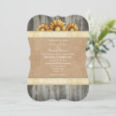 Cream Ivory Brown Rustic Sunflower Wedding Invite Kaart (Staand voorkant)
