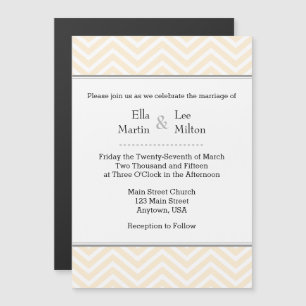 Cream Ivory Chevron Magnetic Wedding Invitation Magnetische Uitnodiging