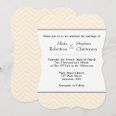Cream Ivory Chevron Wedding Invitations Kaart (Voorkant / Achterkant)