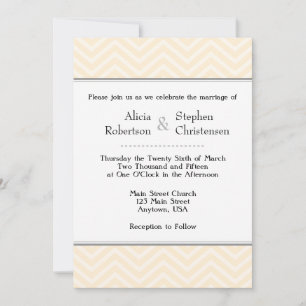 Cream Ivory Chevron Wedding Invitations Kaart