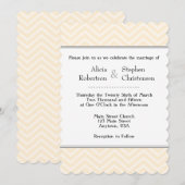 Cream Ivory Chevron Wedding Invitations Kaart (Voorkant / Achterkant)