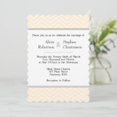 Cream Ivory Chevron Wedding Invitations Kaart (Staand voorkant)