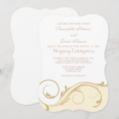 Cream Ivory Floral Swirl Bracket Wedding Invitae Kaart (Voorkant / Achterkant)