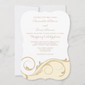 Cream Ivory Floral Swirl Bracket Wedding Invitae Kaart (Voorkant)