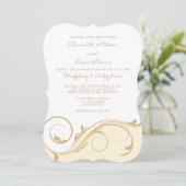 Cream Ivory Floral Swirl Bracket Wedding Invitae Kaart (Staand voorkant)
