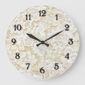 Cream Ivory Flowers Grote Klok (Voorkant)