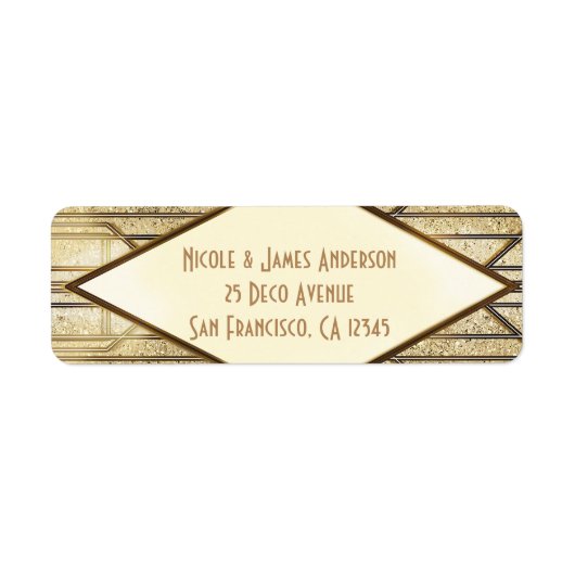 Cream Ivory Gold 20 Art Deco Gatsby Glam Wedding Etiket (Voorkant)